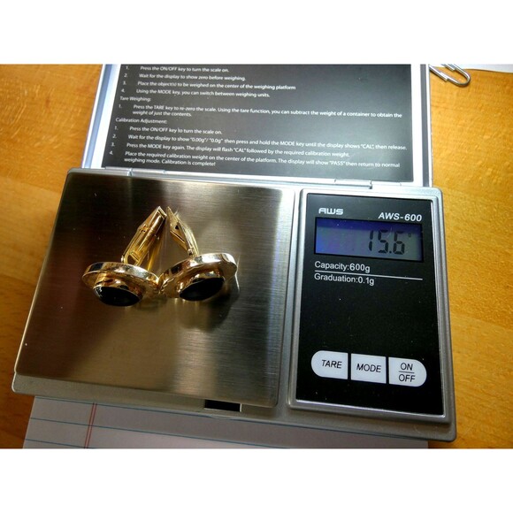 Estate VTG 14k Solid Yellow Gold Black Onyx Cufflinks 15.6 gr Wedding Tuxedo - Picture 4 of 7